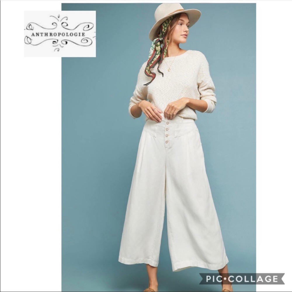 NWT Anthropologie size XS Oceanside wide leg linen